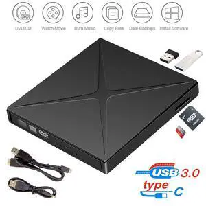 WRIARICH External CD DVD Drive USB 3.0 Type-C Portable DVD/CD ROM +/-RW Drive Burner Rewriter Support SD cards Reader for Windows 10 Laptop Desktop PC, MacBook Pro/ Air, iMac WRIARICH External CD DVD Drive USB 3.0 Type-C Portable DVD/CD ROM +/-RW Drive Burner Rewriter Support SD cards Reader for Windows 10 Laptop Desktop PC, MacBook Pro/ Air, iMac