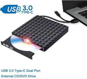 WRIARICH USB-C/USB3.0 External CD DVD Drive, Portable DVD/CD ROM +/-RW Drive Burner Rewriter for Windows 10/8/7, Mac, Linux Laptop Desktop, MacBook Pro/ Air, Diamond Pattern, Black WRIARICH USB-C/USB3.0 External CD DVD Drive, Portable DVD/CD ROM +/-RW Drive Burner Rewriter for Windows 10/8/7, Mac, Linux Laptop Desktop, MacBook Pro/ Air, Diamond Pattern, Black