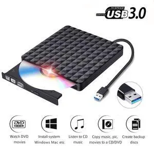 WRIARICH Diamond Pattern External CD DVD Drive USB 3.0,Portable Optical CD Drives DVD-RW Rewriter Burner Writer for PC Desktop/Laptop/Windows/Linux/Mac OS/Chromebook (Black) WRIARICH Diamond Pattern External CD DVD Drive USB 3.0,Portable Optical CD Drives DVD-RW Rewriter Burner Writer for PC Desktop/Laptop/Windows/Linux/Mac OS/Chromebook (Black)