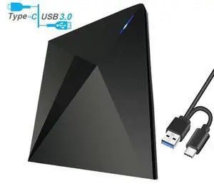 WRIARICH CD DVD Drive USB 3.0 and Type-C Portable CD/DVD Player for Laptop CD Drive Reader Writer Burner Compatible with Laptop Desktop PC Windows Linux Apple Mac( Polaris, Black ) WRIARICH CD DVD Drive USB 3.0 and Type-C Portable CD/DVD Player for Laptop CD Drive Reader Writer Burner Compatible with Laptop Desktop PC Windows Linux Apple Mac( Polaris, Black )
