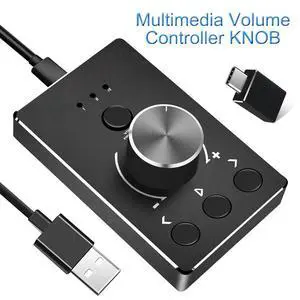USB Volume Control Knob, Multimedia Controller Knob with Metal Mute Button, Play/Pause/Back/Forward Function, Dual USB & Type-C Input, audio controller Compatible with Win7/8/10/11/MAC USB Volume Control Knob, Multimedia Controller Knob with Metal Mute Button, Play/Pause/Back/Forward Function, Dual USB & Type-C Input, audio controller Compatible with Win7/8/10/11/MAC