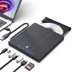WRIARICH External CD/DVD Drive for Laptop, 9 in 1 Portable DVD Player for Laptop with SD/TF Port, External DVD Drive with USB 3.0/Type C, CD Drive USB for PC Windows Linux WRIARICH External CD/DVD Drive for Laptop, 9 in 1 Portable DVD Player for Laptop with SD/TF Port, External DVD Drive with USB 3.0/Type C, CD Drive USB for PC Windows Linux