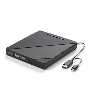 WRIARICH 7-IN-1 External CD/DVD Drive, USB 3.0/Type-C DVD Player with 4 USB3.0, 1 USB-C & 2 TF/SD Card Slots, CD/DVD +/-RW Drive Burner Reader Writer for Desktop PC Windows 11/10/8/7 Linux Mac OS WRIARICH 7-IN-1 External CD/DVD Drive, USB 3.0/Type-C DVD Player with 4 USB3.0, 1 USB-C & 2 TF/SD Card Slots, CD/DVD +/-RW Drive Burner Reader Writer for Desktop PC Windows 11/10/8/7 Linux Mac OS