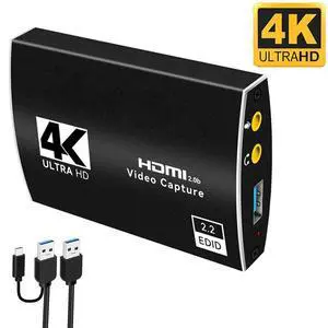 4K@60Hz Capture Card for Live Streaming, 1080P 60FPS Game Capture Card with USB3.0/Type-C & Microphone HDMI Loop-Out, Capture Card for Recording Compatible with Nintendo Switch, PS4, PS5, PC, Xbox One 4K@60Hz Capture Card for Live Streaming, 1080P 60FPS Game Capture Card with USB3.0/Type-C & Microphone HDMI Loop-Out, Capture Card for Recording Compatible with Nintendo Switch, PS4, PS5, PC, Xbox One