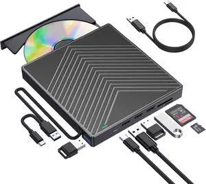 WRIARICH 8-IN-1 External CD/DVD Drive for Laptop,DVD Player ,Portable CD Burner with 4 USB Ports, TF/SD Card Slots,CD Disk Drive Player Reader Write for Laptop Mac, PC Windows 11/10/8/7 Linux OS WRIARICH 8-IN-1 External CD/DVD Drive for Laptop,DVD Player ,Portable CD Burner with 4 USB Ports, TF/SD Card Slots,CD Disk Drive Player Reader Write for Laptop Mac, PC Windows 11/10/8/7 Linux OS
