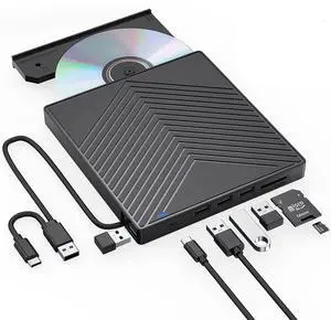 WRIARICH 8-IN-1 External DVD Drive with USB Hub, USB 3.0 Type-C DVD Player for Laptop CD DVD +/-RW Disk Drive CD ROM Burner Writer CD/DVD Burner Reader for Desktop Windows Linux OS Apple MacBook WRIARICH 8-IN-1 External DVD Drive with USB Hub, USB 3.0 Type-C DVD Player for Laptop CD DVD +/-RW Disk Drive CD ROM Burner Writer CD/DVD Burner Reader for Desktop Windows Linux OS Apple MacBook