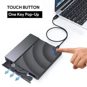 WRIARICH External CD Drive Type C USB 3.0 Portable CD DVD +/-RW Drive Slim DVD/CD ROM Rewriter Burner Writer with Touch Sensitive Button for Laptop Desktop PC Windows Linux OS Apple Mac Black WRIARICH External CD Drive Type C USB 3.0 Portable CD DVD +/-RW Drive Slim DVD/CD ROM Rewriter Burner Writer with Touch Sensitive Button for Laptop Desktop PC Windows Linux OS Apple Mac Black