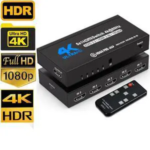 HDMI Switch 7 Ports (7 x 1) 4K 60Hz HDMI 2.0 Switcher with IR Remote Control Support HDR & HDCP 2.2 & 3D &Full HD 1080P, Compatible for PS3/PS4, Xbox 360/One, HDTV, Blu-Ray Player HDMI Switch 7 Ports (7 x 1) 4K 60Hz HDMI 2.0 Switcher with IR Remote Control Support HDR & HDCP 2.2 & 3D &Full HD 1080P, Compatible for PS3/PS4, Xbox 360/One, HDTV, Blu-Ray Player