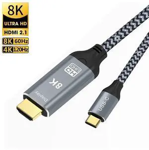 USB C to HDMI 2.1 Cable 10 Feet, USB 3.1 Type C to 8K HDMI Cable, (8K@60Hz,4K@120Hz) Thunderbolt 3/4 Compatible, for MacBook Pro, iPad Pro, Galaxy S23, Dell, HP and More USB C to HDMI 2.1 Cable 10 Feet, USB 3.1 Type C to 8K HDMI Cable, (8K@60Hz,4K@120Hz) Thunderbolt 3/4 Compatible, for MacBook Pro, iPad Pro, Galaxy S23, Dell, HP and More