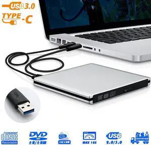 USBC Type C USB 3.0 External Aluminum DVD Burner DVD Writer DVD Player CD Drive DVD Rewriter with Lightscribe Compatible for Laptop and Desktop PC Windows and Linux OS Apple Mac MacBook Pro, Silver USBC Type C USB 3.0 External Aluminum DVD Burner DVD Writer DVD Player CD Drive DVD Rewriter with Lightscribe Compatible for Laptop and Desktop PC Windows and Linux OS Apple Mac MacBook Pro, Silver