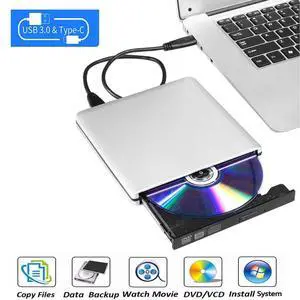 WRIARICH Aluminum Portable USB 3.0 Slim 8X DVD/ Burner +/- Rewriter External Drive with Type-c, Compatible with both Mac & Windows, (XD058) Silver WRIARICH Aluminum Portable USB 3.0 Slim 8X DVD/ Burner +/- Rewriter External Drive with Type-c, Compatible with both Mac & Windows, (XD058) Silver