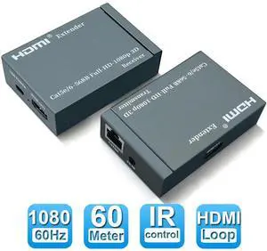 WRIARICH HDMI Extender, 60 Meter HDMI Extender (Tx + Rx) Via Single RJ45 Cat6 Ethernet Cable Transmit Up to 60M, Support 1080p, 3D, HDCP, with EDID Management and Loop Out Function WRIARICH HDMI Extender, 60 Meter HDMI Extender (Tx + Rx) Via Single RJ45 Cat6 Ethernet Cable Transmit Up to 60M, Support 1080p, 3D, HDCP, with EDID Management and Loop Out Function