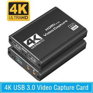 4K 1080P 60FPS Audio Video Capture Card, USB 3.0 HDMI Video Capture Device,with Mic & 4K HDMI Loop-Out, Full HD 1080P 60fps for Game Recording, Live Streaming Broadcasting 4K 1080P 60FPS Audio Video Capture Card, USB 3.0 HDMI Video Capture Device,with Mic & 4K HDMI Loop-Out, Full HD 1080P 60fps for Game Recording, Live Streaming Broadcasting