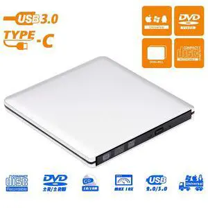 WRIARICH Aluminum External DVD Drive USB 3.0 USB C CD Burner CD/DVD +/-RW Optical Drive,Slim Portable DVD CD ROM Rewriter Writer Duplicator for Laptop Desktop PC Windows 10/8/7 MacBook Silver WRIARICH Aluminum External DVD Drive USB 3.0 USB C CD Burner CD/DVD +/-RW Optical Drive,Slim Portable DVD CD ROM Rewriter Writer Duplicator for Laptop Desktop PC Windows 10/8/7 MacBook Silver