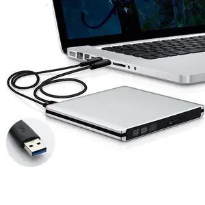 WRIARICH Aluminum External CD DVD Drive USB 3.0 Type-C Slim Portable DVD/CD ROM +/-RW Optical Drive Burner Writer for MacBook Pro/ Air, iMac, Windows/ Linux/ Mac Laptop Desktop, Silver WRIARICH Aluminum External CD DVD Drive USB 3.0 Type-C Slim Portable DVD/CD ROM +/-RW Optical Drive Burner Writer for MacBook Pro/ Air, iMac, Windows/ Linux/ Mac Laptop Desktop, Silver