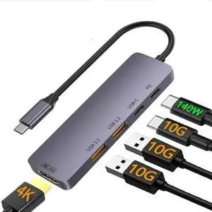 WRIARICH 5-IN-1 10Gbps USB C Hub with USB-C 3.2, 2 USB-A 3.2 Ports,4K@60Hz HDMI, 140W Power Delivery, USB Port Extender Splitter, USB C to USB 3.2 Hub Multiport Adapter for Laptop, MacBook Pro Air WRIARICH 5-IN-1 10Gbps USB C Hub with USB-C 3.2, 2 USB-A 3.2 Ports,4K@60Hz HDMI, 140W Power Delivery, USB Port Extender Splitter, USB C to USB 3.2 Hub Multiport Adapter for Laptop, MacBook Pro Air