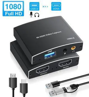 4K Capture Card,Audio Video Capture Card with Microphone 4K HDMI Loop-Out, 1080p 60fps Video Recorder for Gaming/Live Streaming/Video Conference, Works for Nintendo Switch/PS4/OBS/Camera/ PC 4K Capture Card,Audio Video Capture Card with Microphone 4K HDMI Loop-Out, 1080p 60fps Video Recorder for Gaming/Live Streaming/Video Conference, Works for Nintendo Switch/PS4/OBS/Camera/ PC