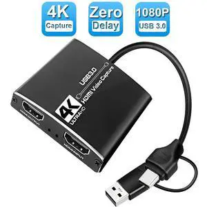 WRIARICH 4K30 HDMI-Compatible Video Capture Card Live Recording Box 1080P 60fps USB A/C Video Card for Game Live Streaming for PS4 Computer Phones, works with PC and Mac WRIARICH 4K30 HDMI-Compatible Video Capture Card Live Recording Box 1080P 60fps USB A/C Video Card for Game Live Streaming for PS4 Computer Phones, works with PC and Mac