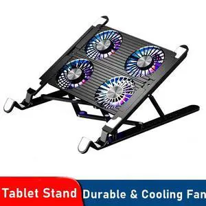 Laptop Tablet Stand Mount Portable - Foldable Height Adjustable Ergonomic Notebook Stand Holder with 4 High-speed Fan for Desk, Compatible with 11-17.3" MacBook Air Pro, Dell XPS, HP Laptop Tablets Laptop Tablet Stand Mount Portable - Foldable Height Adjustable Ergonomic Notebook Stand Holder with 4 High-speed Fan for Desk, Compatible with 11-17.3" MacBook Air Pro, Dell XPS, HP Laptop Tablets