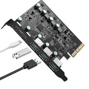 WRIARICH PCIE USB 3.2 Card 5 Ports(2X USB C - 3X USB 3.2), PCI Expree to USB Expansion Card Super Speed 10Gbps PCI-e USB3.2 Hub Controller Adapter for Windows 11/10/8/7/XP/Vista WRIARICH PCIE USB 3.2 Card 5 Ports(2X USB C - 3X USB 3.2), PCI Expree to USB Expansion Card Super Speed 10Gbps PCI-e USB3.2 Hub Controller Adapter for Windows 11/10/8/7/XP/Vista