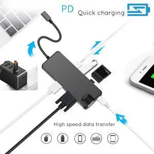 WRIARICH USB C Type C Hub, 8 in 1 USB C Hub Adapter with 1000Mbps RJ45 Ethernet, 4K USB-C to HDMI, VGA, USB 3.0, USB-C Power Delivery, SD/TF Card Reader Compatible for MacBook and Other Laptops WRIARICH USB C Type C Hub, 8 in 1 USB C Hub Adapter with 1000Mbps RJ45 Ethernet, 4K USB-C to HDMI, VGA, USB 3.0, USB-C Power Delivery, SD/TF Card Reader Compatible for MacBook and Other Laptops