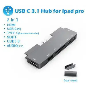 WRIARICH USB C Hub Adapter 7-in-1 Dongle, USB-C Power Delivery 60W, 4K60Hz HDMI, USB 3.0, 3.5mm Audio Jack, SD/MicroSD,USB C Data Compatible with iPad Pro Air 2020 2019 2018, Space Gray WRIARICH USB C Hub Adapter 7-in-1 Dongle, USB-C Power Delivery 60W, 4K60Hz HDMI, USB 3.0, 3.5mm Audio Jack, SD/MicroSD,USB C Data Compatible with iPad Pro Air 2020 2019 2018, Space Gray