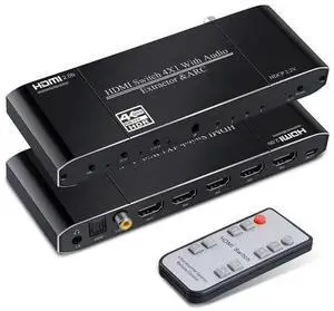 4x1 HDMI Switch,4 in 1 Out HDMI Switcher Audio Extractor( Optical + 3.5mm AUX + Coaxial Output) ,Support Ultra HD 4K,3D 1080P,Audio EDID Extractor with IR Remote Control 4x1 HDMI Switch,4 in 1 Out HDMI Switcher Audio Extractor( Optical + 3.5mm AUX + Coaxial Output) ,Support Ultra HD 4K,3D 1080P,Audio EDID Extractor with IR Remote Control