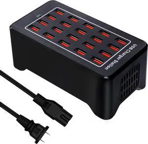 20-Port USB Charging Station, 100W/20A USB Charger Station, Multi Ports USB-A Charging Hub with LED Display, Compact Desktop Charger for Multiple Devices, Smartphones,Tables,and More Devices - Black 20-Port USB Charging Station, 100W/20A USB Charger Station, Multi Ports USB-A Charging Hub with LED Display, Compact Desktop Charger for Multiple Devices, Smartphones,Tables,and More Devices - Black