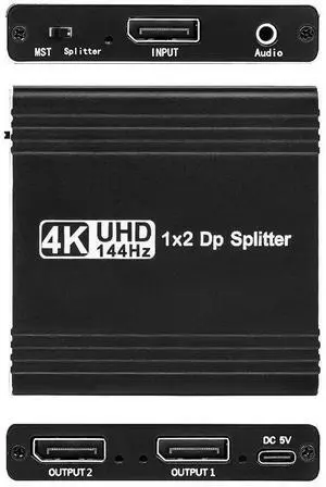 WRIARICH DisplayPort to Dual Display Port Splitter, 4K@144Hz Display Port Adapter with Audio Extractor, 4K@120Hz 60Hz DP Splitter 1 in 2 Out Support Mirror/Extend Mode(MST) WRIARICH DisplayPort to Dual Display Port Splitter, 4K@144Hz Display Port Adapter with Audio Extractor, 4K@120Hz 60Hz DP Splitter 1 in 2 Out Support Mirror/Extend Mode(MST)