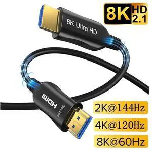 16ft 8K HDMI 2.1 Cable, Fiber Optic HDMI Cable, 48Gbps Ultra Speed, 8K 60Hz, 4K 120Hz, HDR, 3D, eARC, in Wall CL3 Rated, Slim and Flexible HMDI Cable 16ft 8K HDMI 2.1 Cable, Fiber Optic HDMI Cable, 48Gbps Ultra Speed, 8K 60Hz, 4K 120Hz, HDR, 3D, eARC, in Wall CL3 Rated, Slim and Flexible HMDI Cable
