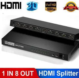 WRIARICH Hdmi Splitter 1 in 8 Out Powered Hdmi Video Splitter with AC Adaptor Duplicate/Mirror Screen Monitor Supports Ultra HD 1080P and 3D Resolutions (1 Input to 8 Outputs) WRIARICH Hdmi Splitter 1 in 8 Out Powered Hdmi Video Splitter with AC Adaptor Duplicate/Mirror Screen Monitor Supports Ultra HD 1080P and 3D Resolutions (1 Input to 8 Outputs)