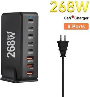 WRIARICH 268W 8-Ports USB C Charger | GaN PD100W PPS Super Fast Charging Station for MacBook Pro/Air/iPad Pro/iPhone WRIARICH 268W 8-Ports USB C Charger | GaN PD100W PPS Super Fast Charging Station for MacBook Pro/Air/iPad Pro/iPhone