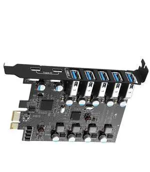 WRIARICH PCI-E to USB 7-Port((2*USB C - 5*USB A)) Expansion Card,PCI Express USB Add in Card, Internal USB3.0 Hub Converter for Desktop PC Host Card Support Windows 10/8/7/XP and MAC OS 10.8.2 Above WRIARICH PCI-E to USB 7-Port((2*USB C - 5*USB A)) Expansion Card,PCI Express USB Add in Card, Internal USB3.0 Hub Converter for Desktop PC Host Card Support Windows 10/8/7/XP and MAC OS 10.8.2 Above