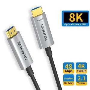 16FT 8K HDMI Fiber Optic Long Cable,High Speed 48Gbps HDMI2.1 HD Cable -4K@120Hz 8K@60Hz, ARC, CEC, 3D, HDCP 2.2 & 2.3, HDR 10 Compatible with Roku TV/PS5/HDTV/Blu-ray - Silver 16FT 8K HDMI Fiber Optic Long Cable,High Speed 48Gbps HDMI2.1 HD Cable -4K@120Hz 8K@60Hz, ARC, CEC, 3D, HDCP 2.2 & 2.3, HDR 10 Compatible with Roku TV/PS5/HDTV/Blu-ray - Silver