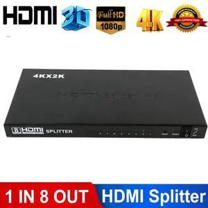 1x8 8 Ports 4K HDMI Powered Splitter V1.4 for Full HD 1080P & 3D Support (One Input to Eight Outputs), Power Supply Adapter Include 1x8 8 Ports 4K HDMI Powered Splitter V1.4 for Full HD 1080P & 3D Support (One Input to Eight Outputs), Power Supply Adapter Include