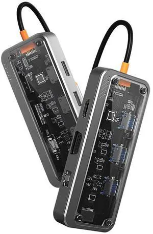 WRIARICH USB C HUB, Transparent Upgraded 10 in 1 Type C Hub Dongle Adapter , 3 USB-A 5Gbps, PD 100W, 1000M Network, TF/SD Card Reader,Mic/Audio USB C Adapter for Laptops WRIARICH USB C HUB, Transparent Upgraded 10 in 1 Type C Hub Dongle Adapter , 3 USB-A 5Gbps, PD 100W, 1000M Network, TF/SD Card Reader,Mic/Audio USB C Adapter for Laptops