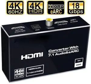 WRIARICH HDMI2.0b Audio Extractor 4K 60Hz Audio Converter RGB8:8:8 HDMI ARC Audio Converter Optical TOSLINK SPDIF 7.1CH For PS4/PS5/XBOX WRIARICH HDMI2.0b Audio Extractor 4K 60Hz Audio Converter RGB8:8:8 HDMI ARC Audio Converter Optical TOSLINK SPDIF 7.1CH For PS4/PS5/XBOX