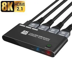 WRIARICH HDMI 2.1 Ultra 8K HD 3in 1out Switcher ,8K@60Hz 4K@120Hz High Speed 48Gbps Switcher Converter Compatible with Xbox X PS5 WRIARICH HDMI 2.1 Ultra 8K HD 3in 1out Switcher ,8K@60Hz 4K@120Hz High Speed 48Gbps Switcher Converter Compatible with Xbox X PS5