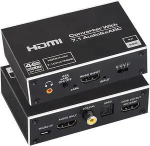 WRIARICH HDMI to HDMI + Optical Toslink SPDIF + 3.5mm Audio Jack + Coaxial + 7.1Ch HDMI Audio, 4K 60Hz HDMI Audio Extractor Splitter WRIARICH HDMI to HDMI + Optical Toslink SPDIF + 3.5mm Audio Jack + Coaxial + 7.1Ch HDMI Audio, 4K 60Hz HDMI Audio Extractor Splitter