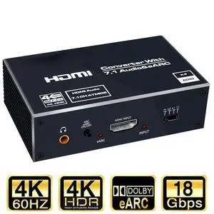 WRIARICH 4K HDMI Audio Extractor Splitter, HDMI to HDMI + Optical Toslink SPDIF + 3.5mm Audio Jack + Coaxial + 7.1Ch HDMI Audio Support ARC and eARC Function WRIARICH 4K HDMI Audio Extractor Splitter, HDMI to HDMI + Optical Toslink SPDIF + 3.5mm Audio Jack + Coaxial + 7.1Ch HDMI Audio Support ARC and eARC Function