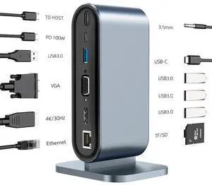 WRIARICH USB C HUB, Vertical Upgraded 12 in 1 Type C Hub Dongle Adapter , 4 USB-A 5Gbps, PD 100W, USB-C Data, 100M Network, TF/SD Card Reader,Mic/Audio USB C Adapter for Laptops WRIARICH USB C HUB, Vertical Upgraded 12 in 1 Type C Hub Dongle Adapter , 4 USB-A 5Gbps, PD 100W, USB-C Data, 100M Network, TF/SD Card Reader,Mic/Audio USB C Adapter for Laptops