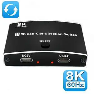 USB C Switch,Bi-Directional USB C Switcher 2 Computers, USB Type C KVM Switch 8K@60Hz 4K@120Hz Video/10Gbps Data Transfer/100W Charging,Compatible with Thunderbolt Device,2 USB-C Cables Included USB C Switch,Bi-Directional USB C Switcher 2 Computers, USB Type C KVM Switch 8K@60Hz 4K@120Hz Video/10Gbps Data Transfer/100W Charging,Compatible with Thunderbolt Device,2 USB-C Cables Included
