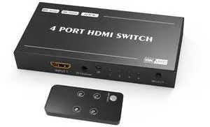 WRIARICH HDMI Switcher with Remote Control, Ultra HD 8K High Speed 48Gbps Directional Switch Only 4in 1out 8K@60Hz 4K@120Hz Splitter Converter (8K) WRIARICH HDMI Switcher with Remote Control, Ultra HD 8K High Speed 48Gbps Directional Switch Only 4in 1out 8K@60Hz 4K@120Hz Splitter Converter (8K)