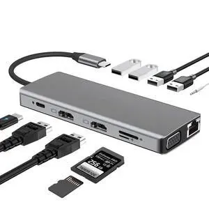 WRIARICH Laptop Docking Station Triple Monitor, 12 in 1 USB C Hub Multiport Adapter Dongle with 2 HDMI, VGA, PD, Ethernet, SD/TF, 4 USB Ports, Mic/Audio, Compatible for MacBook/Dell/HP/Lenovo WRIARICH Laptop Docking Station Triple Monitor, 12 in 1 USB C Hub Multiport Adapter Dongle with 2 HDMI, VGA, PD, Ethernet, SD/TF, 4 USB Ports, Mic/Audio, Compatible for MacBook/Dell/HP/Lenovo