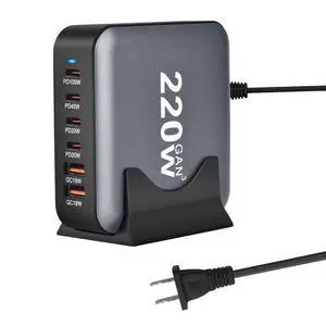 WRIARICH 6-Port USB C Charger 220W PD3.0 QC3.0 USB C Desk Charger Portable Adapter Charging Station Hub Compatible with iPhone 16/15/14/13/13 Pro Max/MacBook/iPad Pro/Galaxy WRIARICH 6-Port USB C Charger 220W PD3.0 QC3.0 USB C Desk Charger Portable Adapter Charging Station Hub Compatible with iPhone 16/15/14/13/13 Pro Max/MacBook/iPad Pro/Galaxy