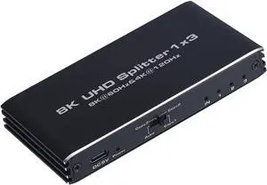 WRIARICH 4K 120Hz 1 in 3 Out HDMI Splitter - Ultra HD 8K @ 60 Hz 1x3 V. 2.1 HDCP 2.3, Power HDMI Supports 8K 3D Full HD 1080P for Xbox, PS4 PS3 Blu Ray TV HDTV - Adapter Included WRIARICH 4K 120Hz 1 in 3 Out HDMI Splitter - Ultra HD 8K @ 60 Hz 1x3 V. 2.1 HDCP 2.3, Power HDMI Supports 8K 3D Full HD 1080P for Xbox, PS4 PS3 Blu Ray TV HDTV - Adapter Included