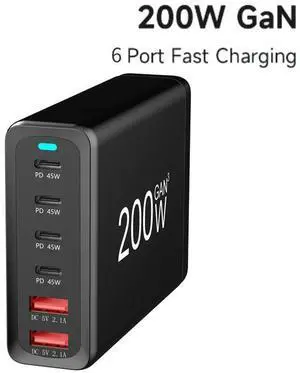 WRIARICH 200W 6-Port USB-C PD3.0 QC3.0 Laptop Charger Power Charging Station Hub Compatible with MacBook Pro/Air, iPad Pro, iPhone 14 Pro, Galaxy Tab S8, S23, Dell XPS 13- Black WRIARICH 200W 6-Port USB-C PD3.0 QC3.0 Laptop Charger Power Charging Station Hub Compatible with MacBook Pro/Air, iPad Pro, iPhone 14 Pro, Galaxy Tab S8, S23, Dell XPS 13- Black