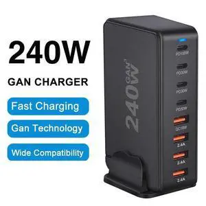 WRIARICH 240W USB-C PD QC3.0 Laptop Charger Power Charging Station Hub Compatible with MacBook Pro/Air, iPad Pro, iPhone 14 Pro, Galaxy Tab S8, S23, Dell XPS 13- Black WRIARICH 240W USB-C PD QC3.0 Laptop Charger Power Charging Station Hub Compatible with MacBook Pro/Air, iPad Pro, iPhone 14 Pro, Galaxy Tab S8, S23, Dell XPS 13- Black