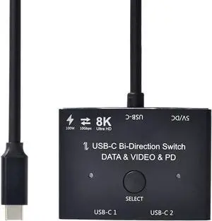 Upgrade Version USB-C Switch Supports 4K@120Hz 8K@30Hz Video / 10Gbps Data Transfer / 100W Charging Compatible with Thunderbolt Upgrade Version USB-C Switch Supports 4K@120Hz 8K@30Hz Video / 10Gbps Data Transfer / 100W Charging Compatible with Thunderbolt