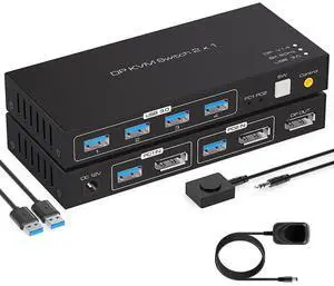 WRIARICH KVM Switch DisplayPort USB 3.0 DP KVM Switch 2 in 1 Out 3440x1440@144Hz,3840x2160@60Hz for 2 Computers Share 1 Monitor and 4 USB 3.0 Devices with 2 USB3.0 Cables and Wired Controller WRIARICH KVM Switch DisplayPort USB 3.0 DP KVM Switch 2 in 1 Out 3440x1440@144Hz,3840x2160@60Hz for 2 Computers Share 1 Monitor and 4 USB 3.0 Devices with 2 USB3.0 Cables and Wired Controller